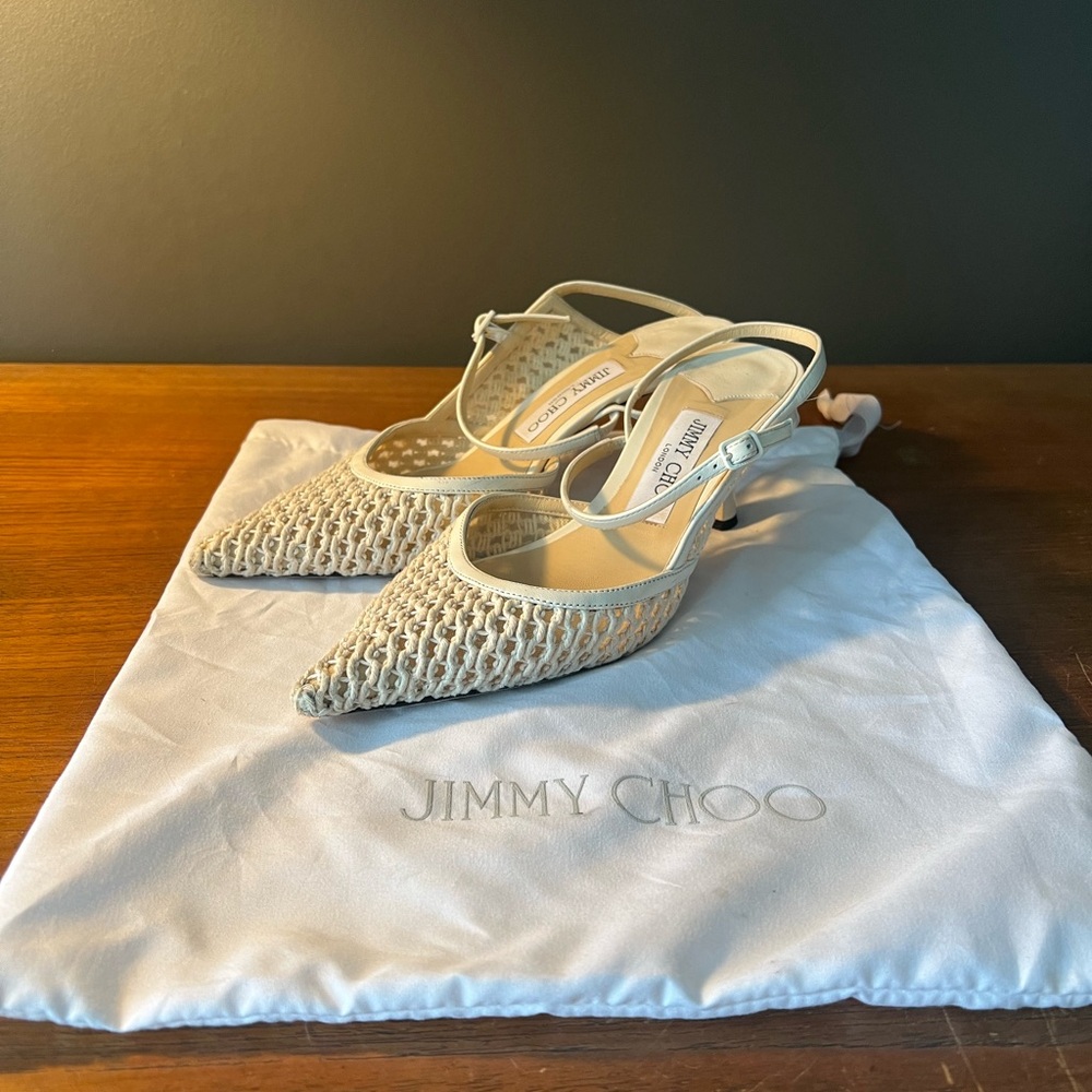 Jimmy Choo Beige Woven Women's Shoes